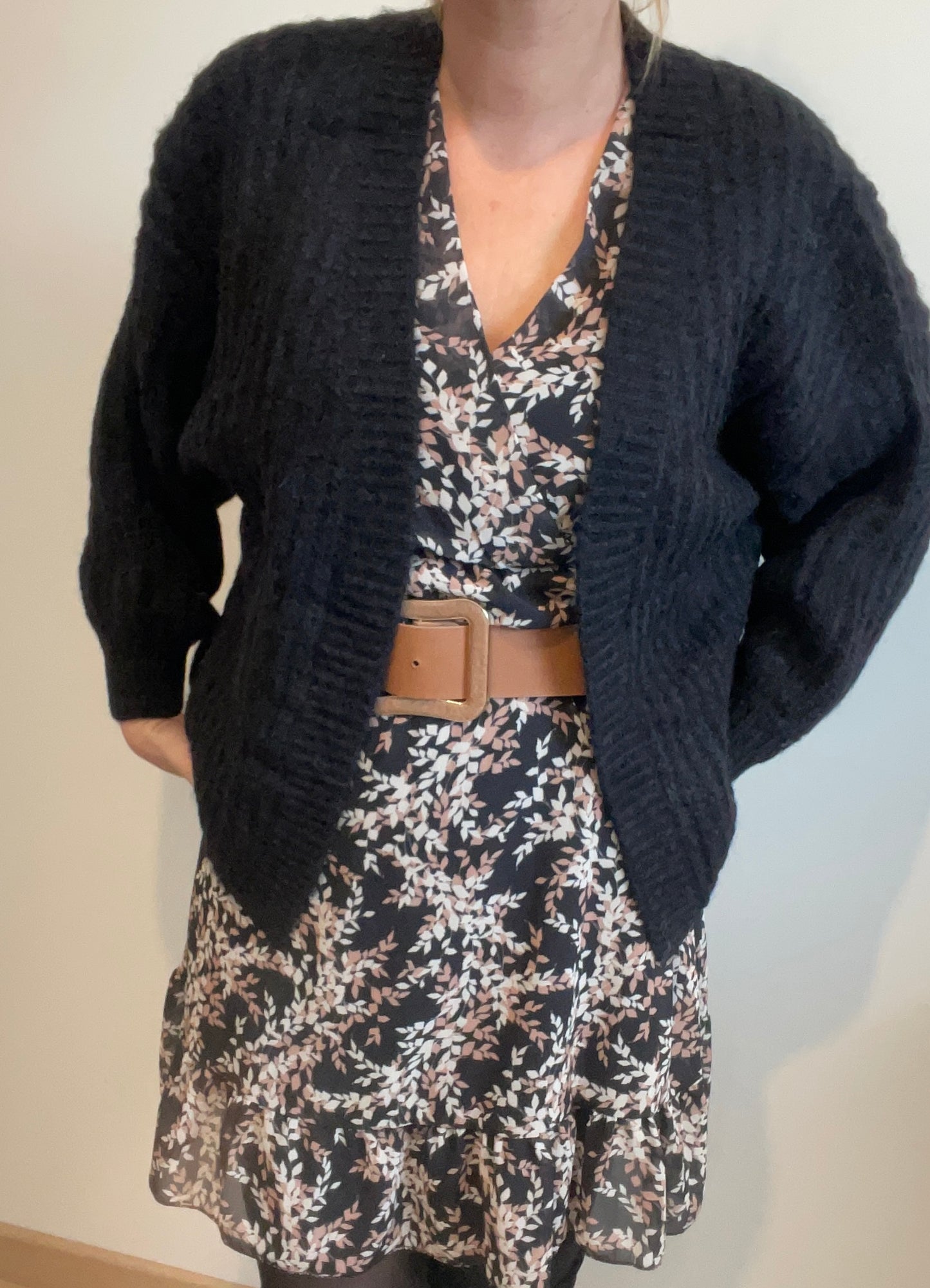 Cardigan ROMIA noir et rouille