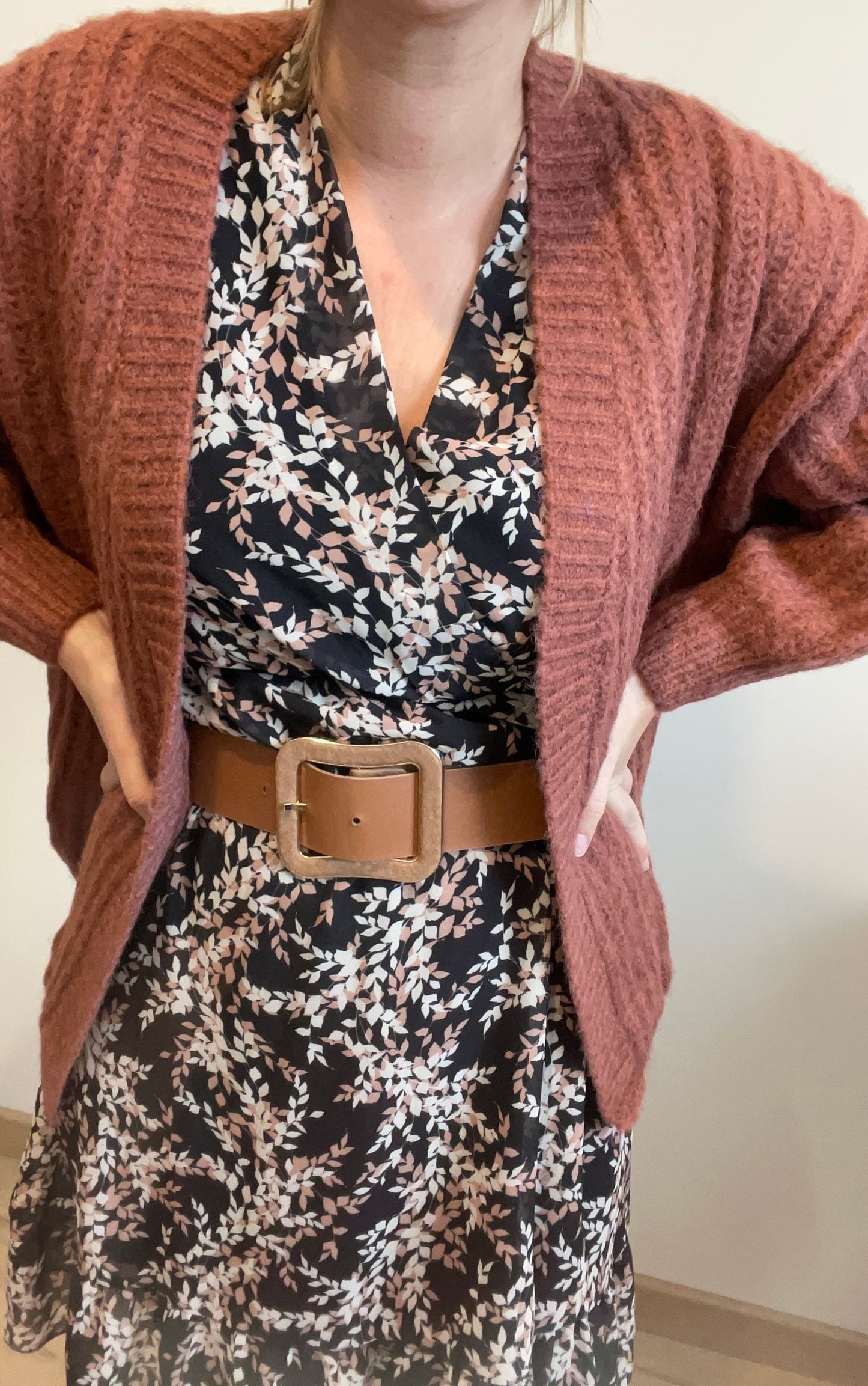 Cardigan ROMIA noir et rouille