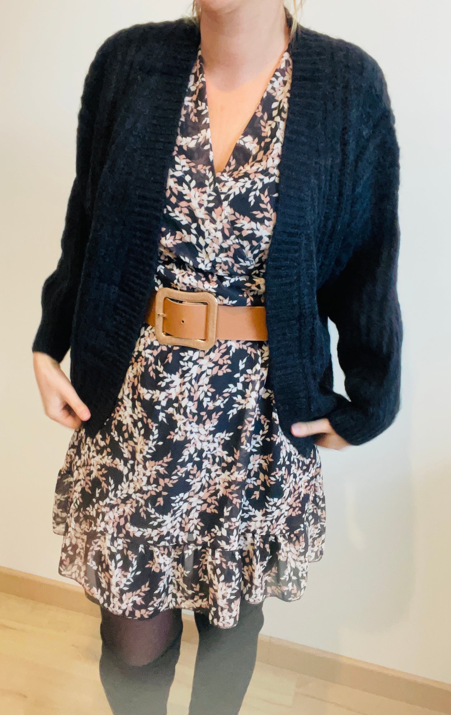 Cardigan ROMIA noir et rouille