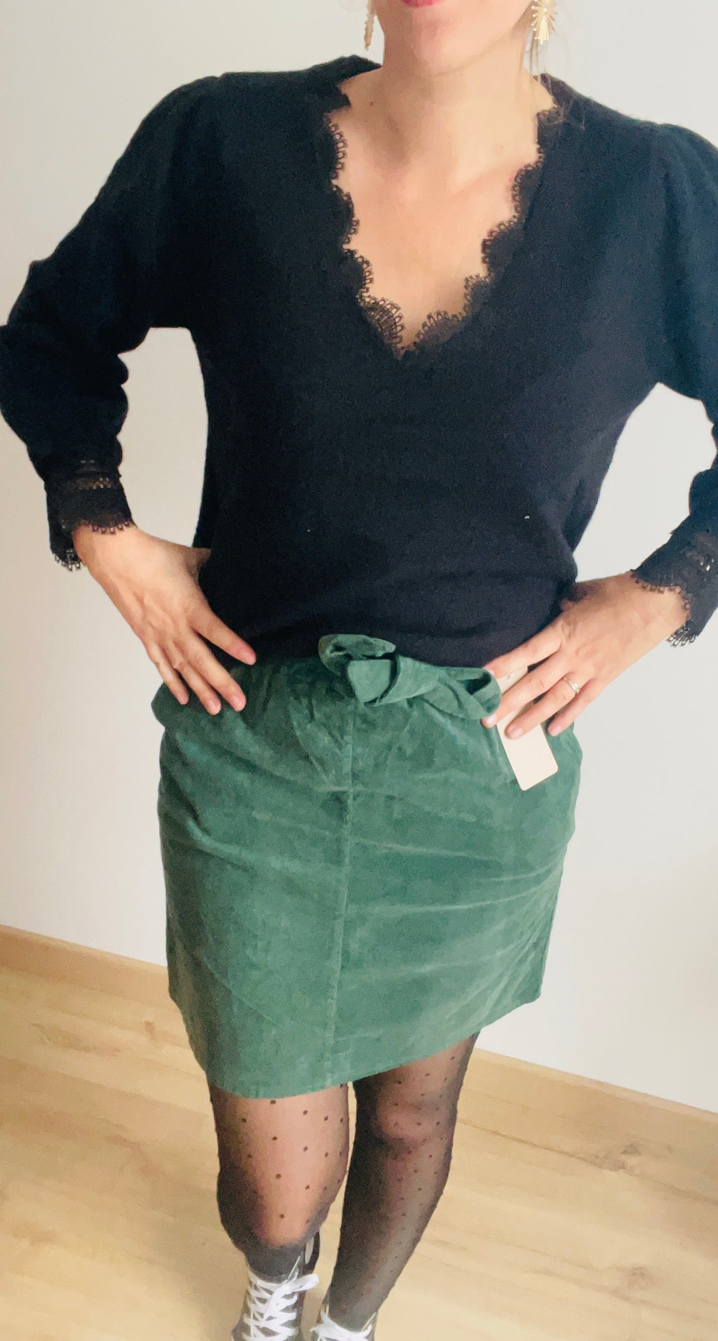 Jupe verte velours HINDI