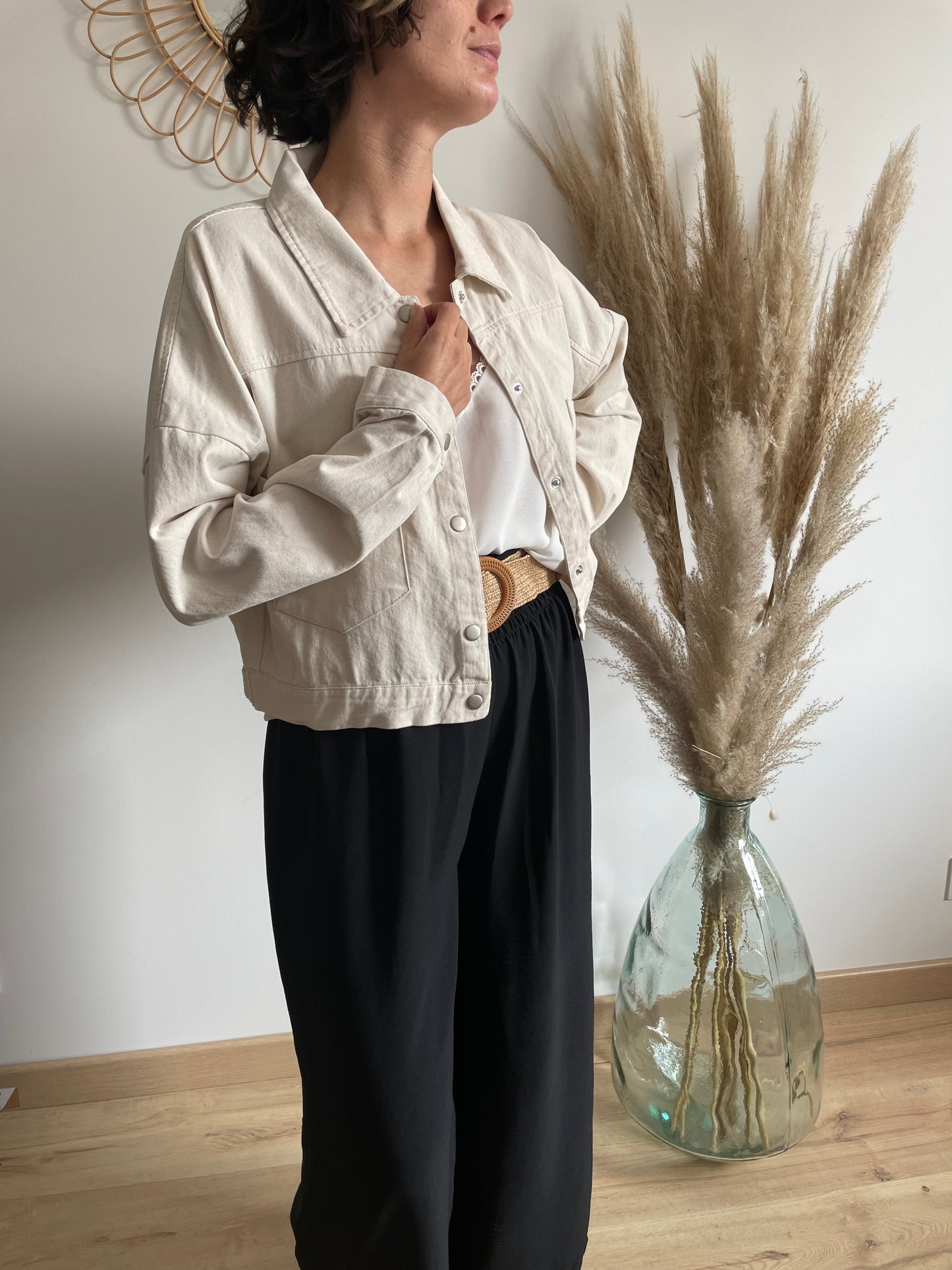 Veste Oversize MAELLE BEIGE ET VIEUX ROSE