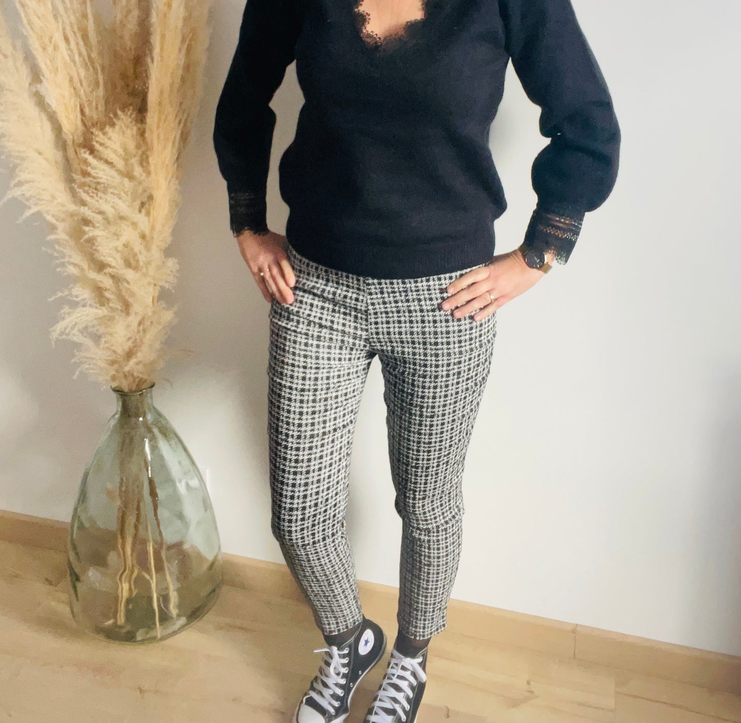 Pantalon skinny à carreaux Zélie