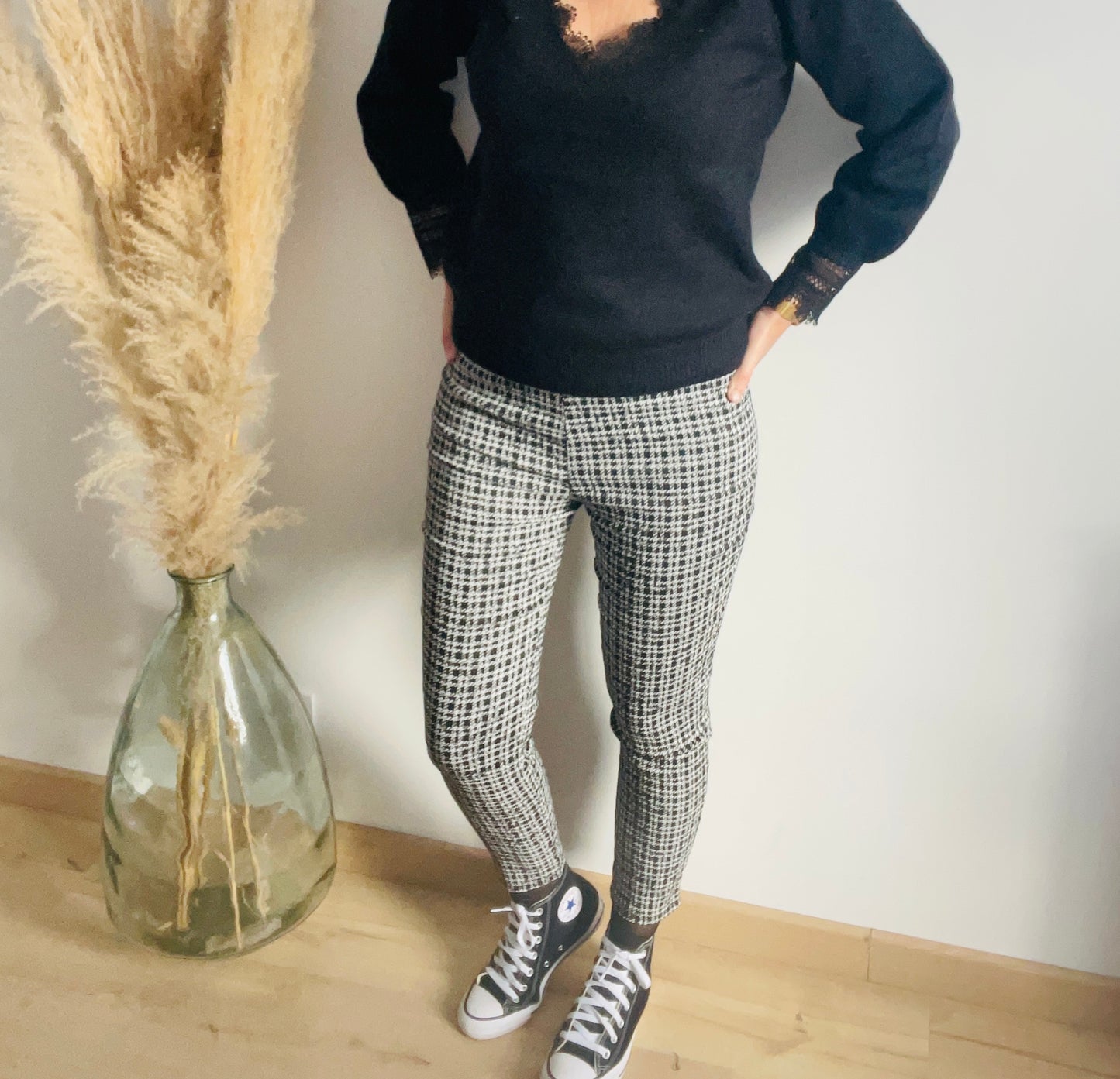 Pantalon skinny à carreaux Zélie