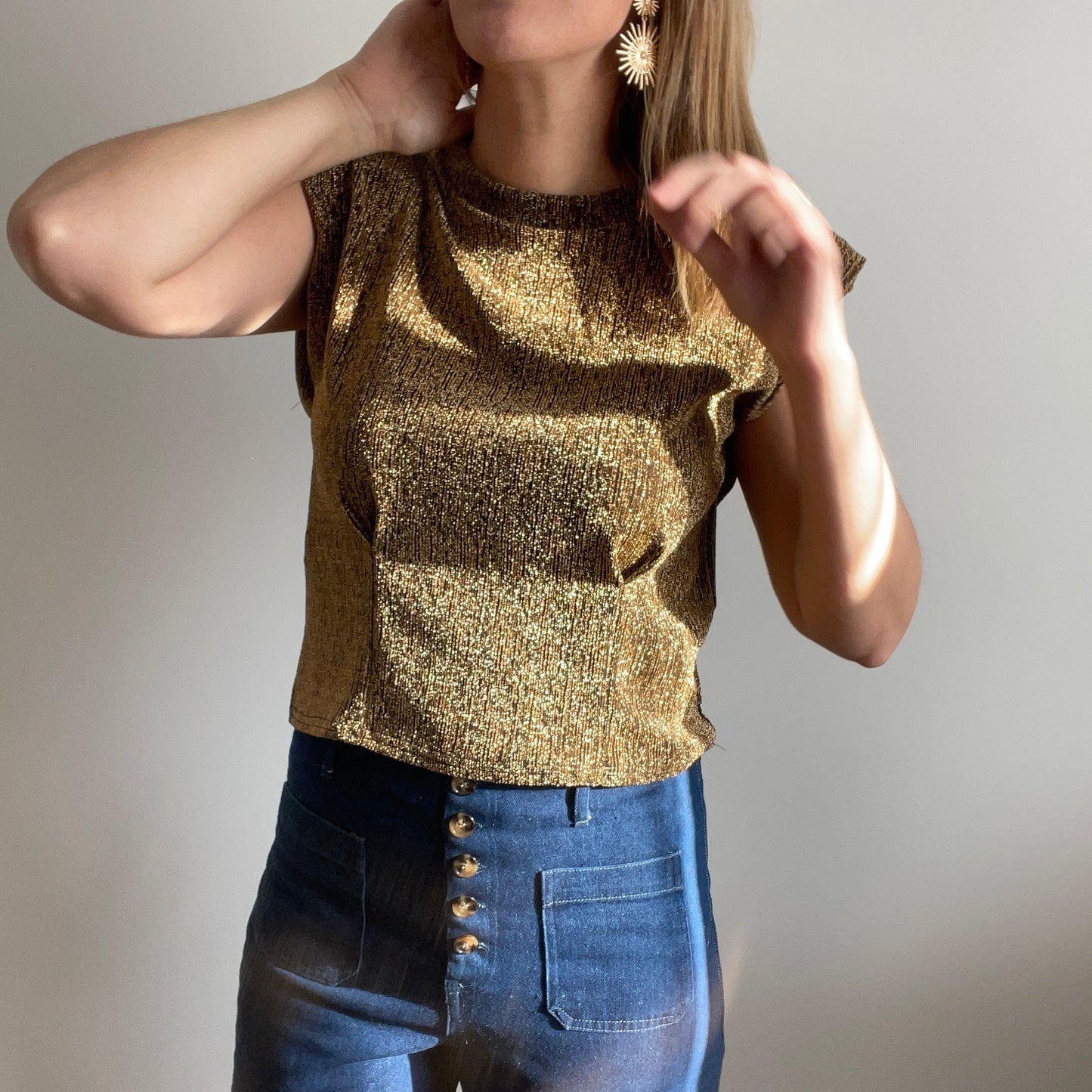 T-shirt doré paillettes Salomé