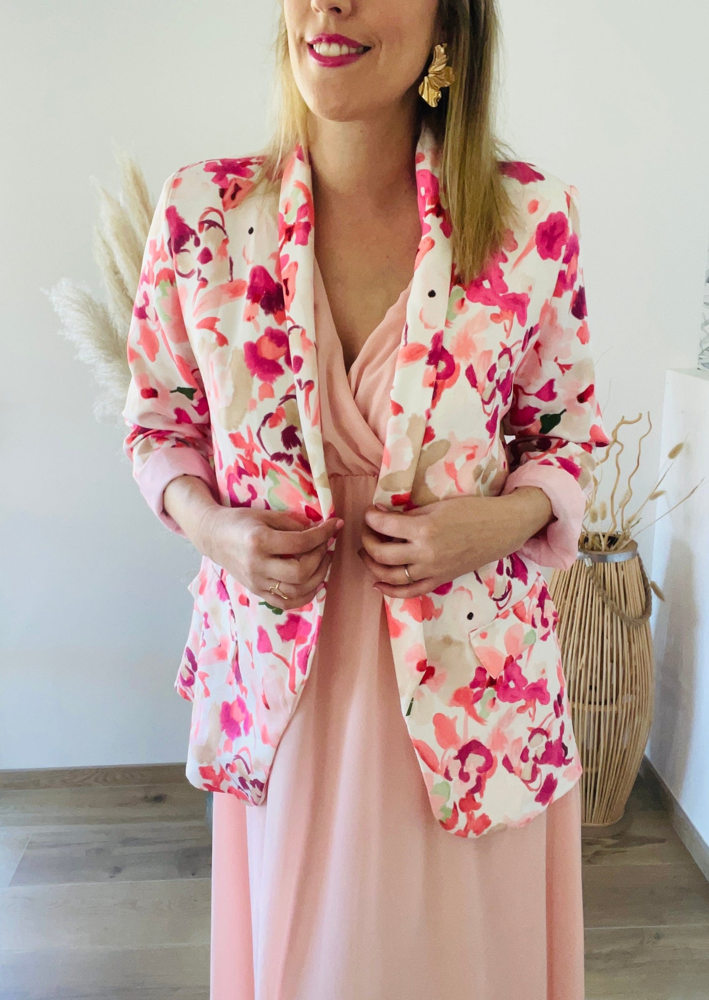 Blazer fleurs rose LILYA
