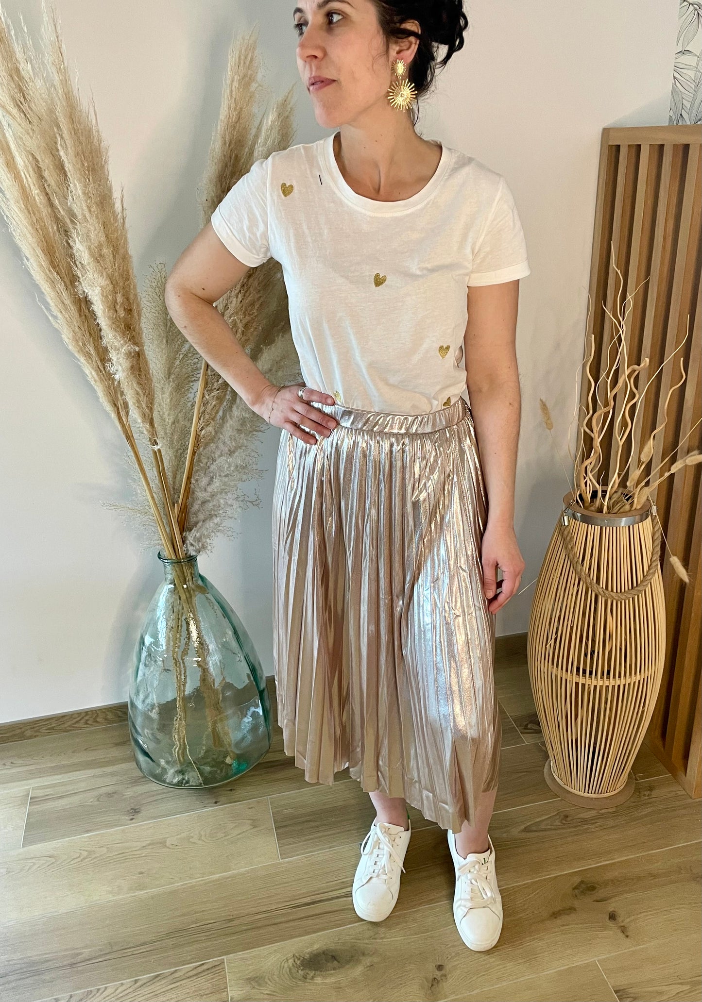 Jupe mi longue doré NOELLA