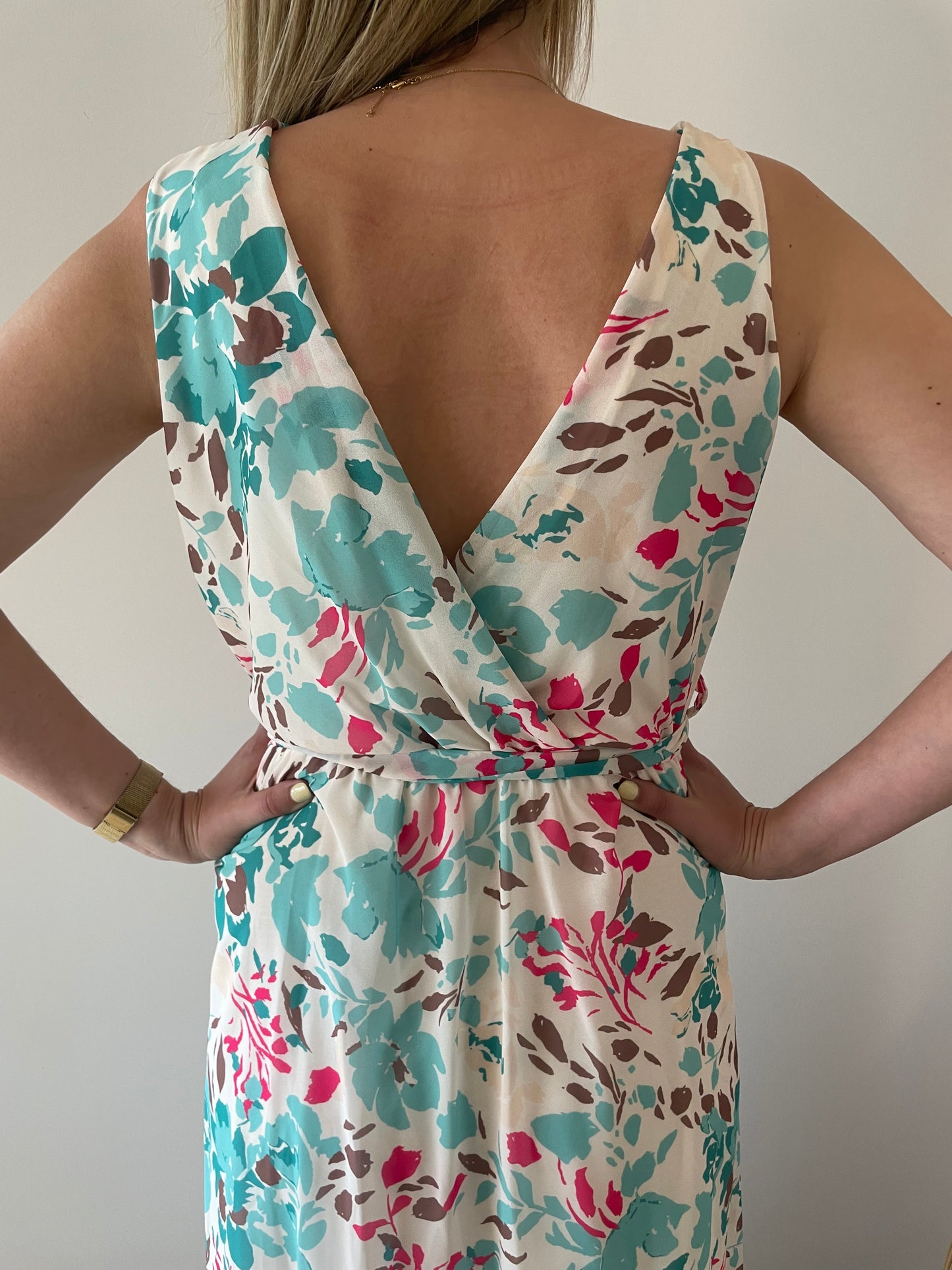Robe longue HELOISE fleures bleues