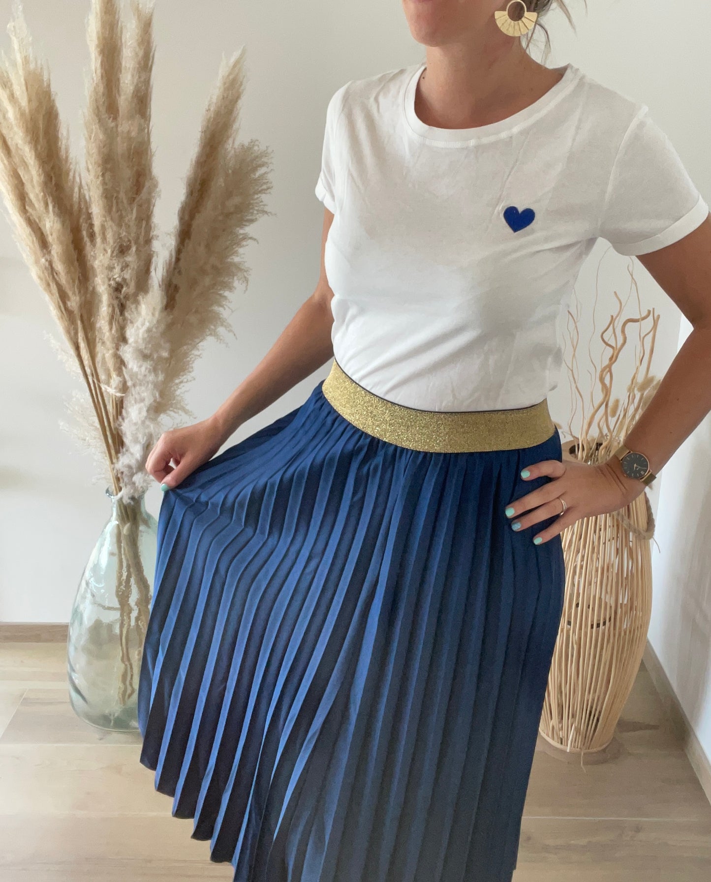 Jupe plisée Lucette bleu