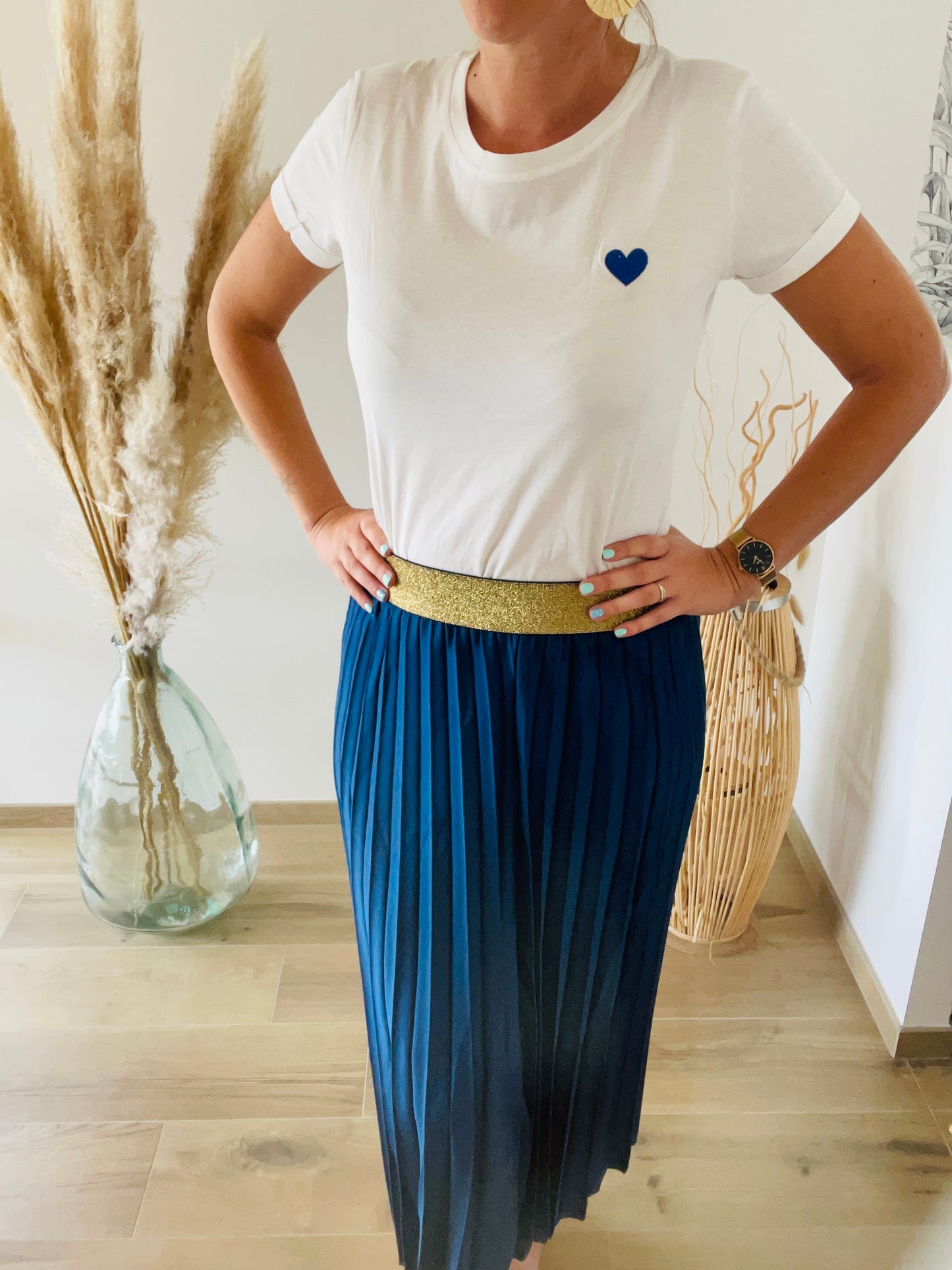 Jupe plisée Lucette bleu