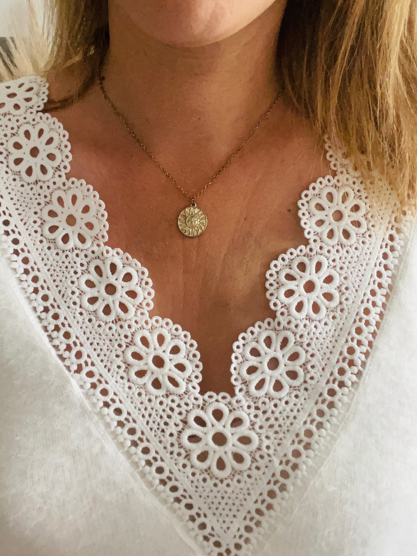 Pull blanc réversible dentelle JULIETTE