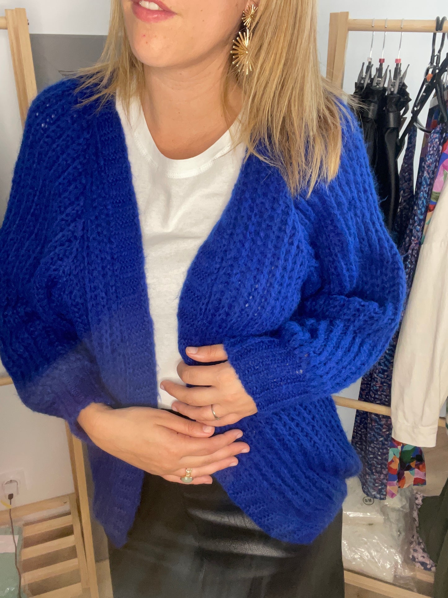 Cardigan maille vert/ bleu/ rouille/noir Romy