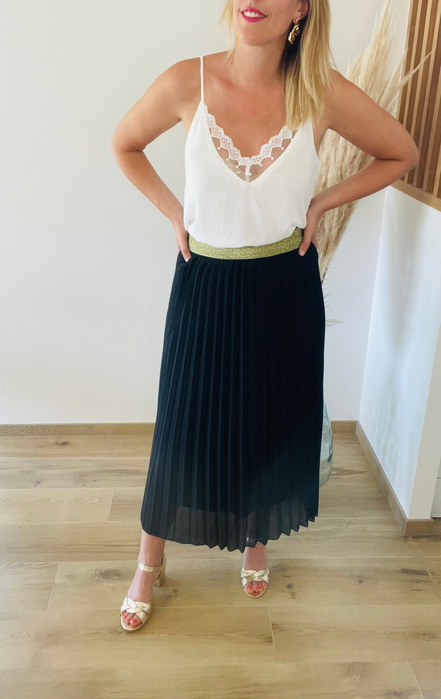 Jupe longue plissée THEA Noire