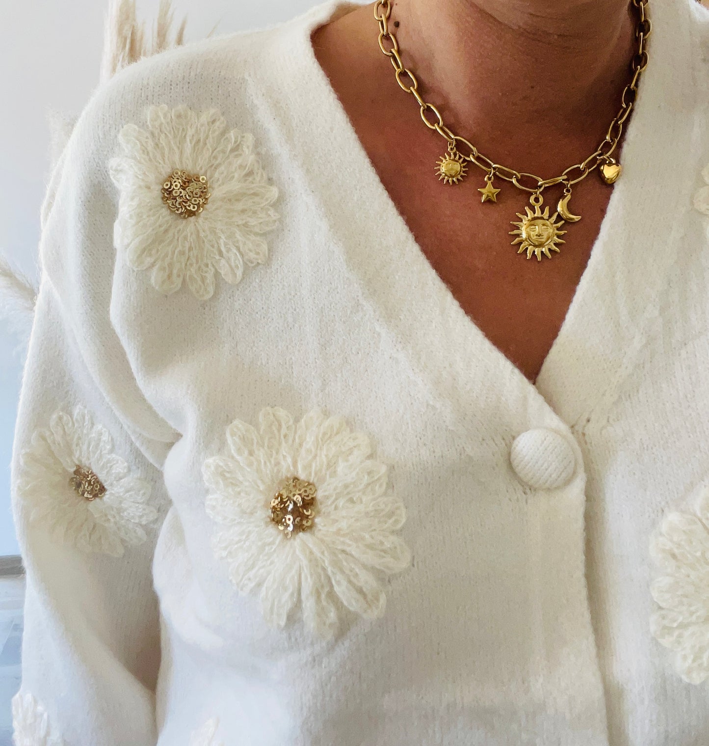 Cardigan Fleurs ANGELE Beige