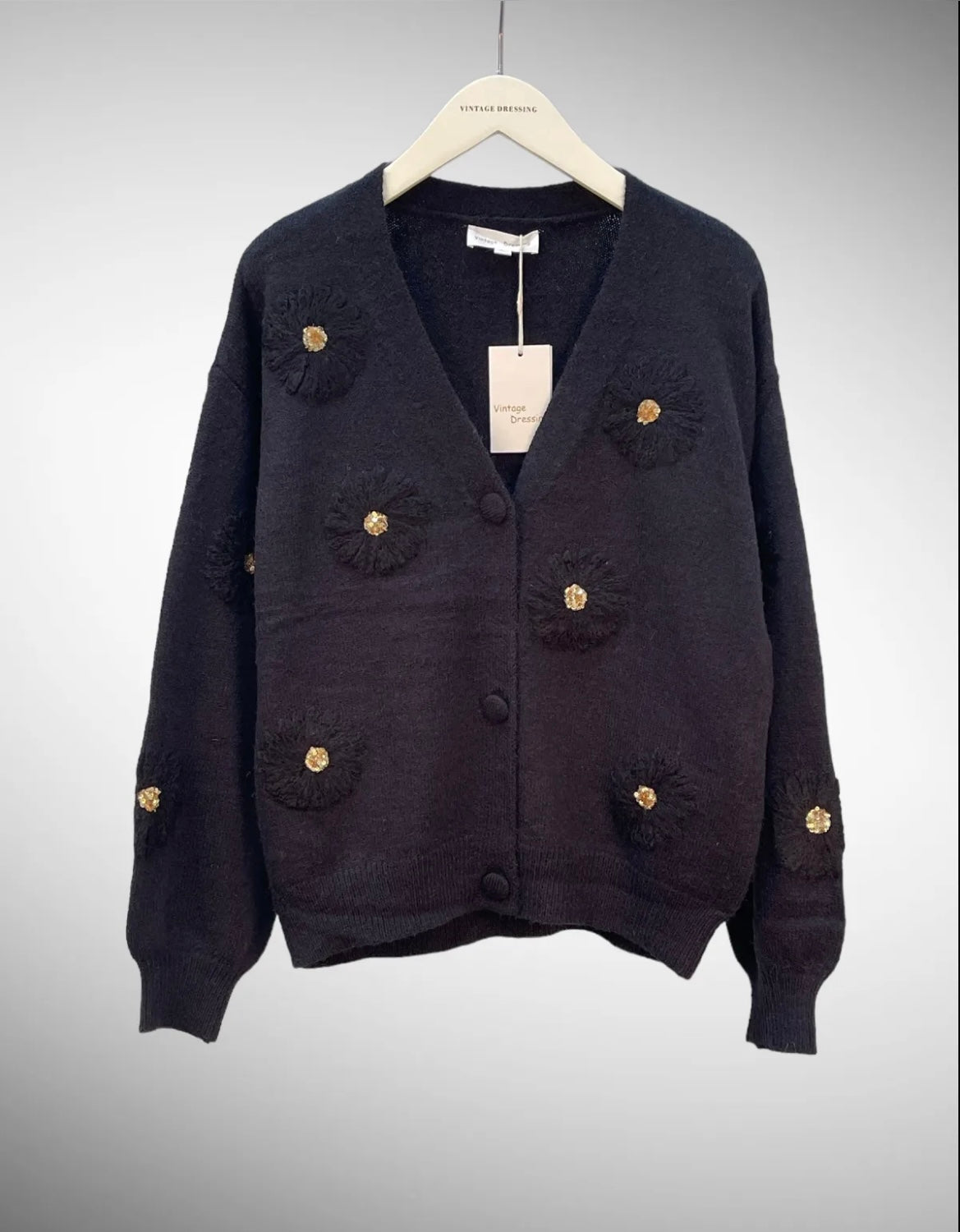 Cardigan fleurs ANGELE Noir