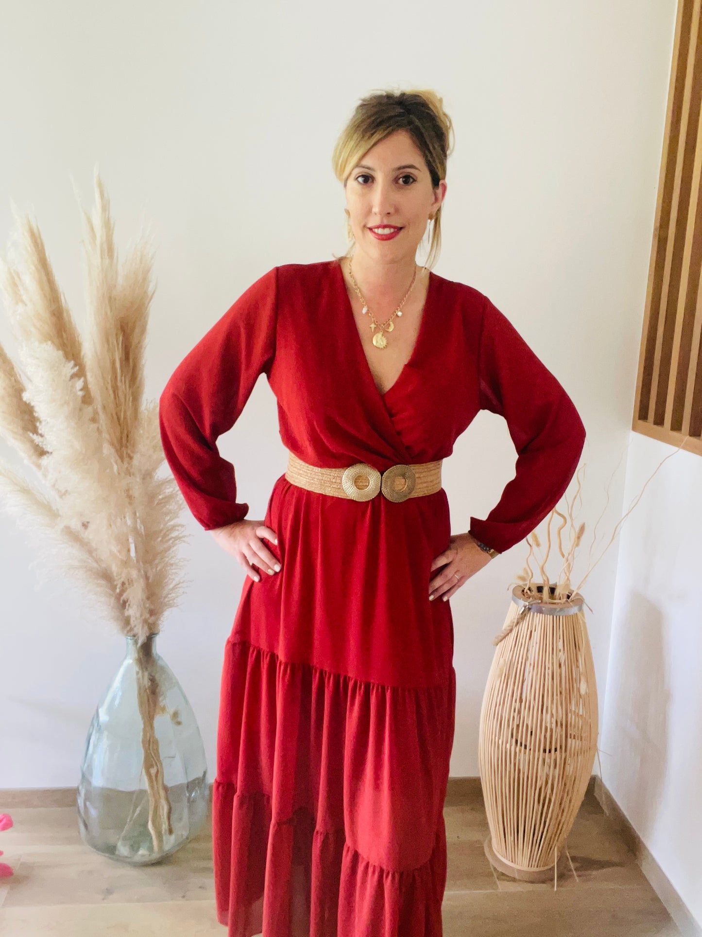 Robe longue noire et rouille MAYA