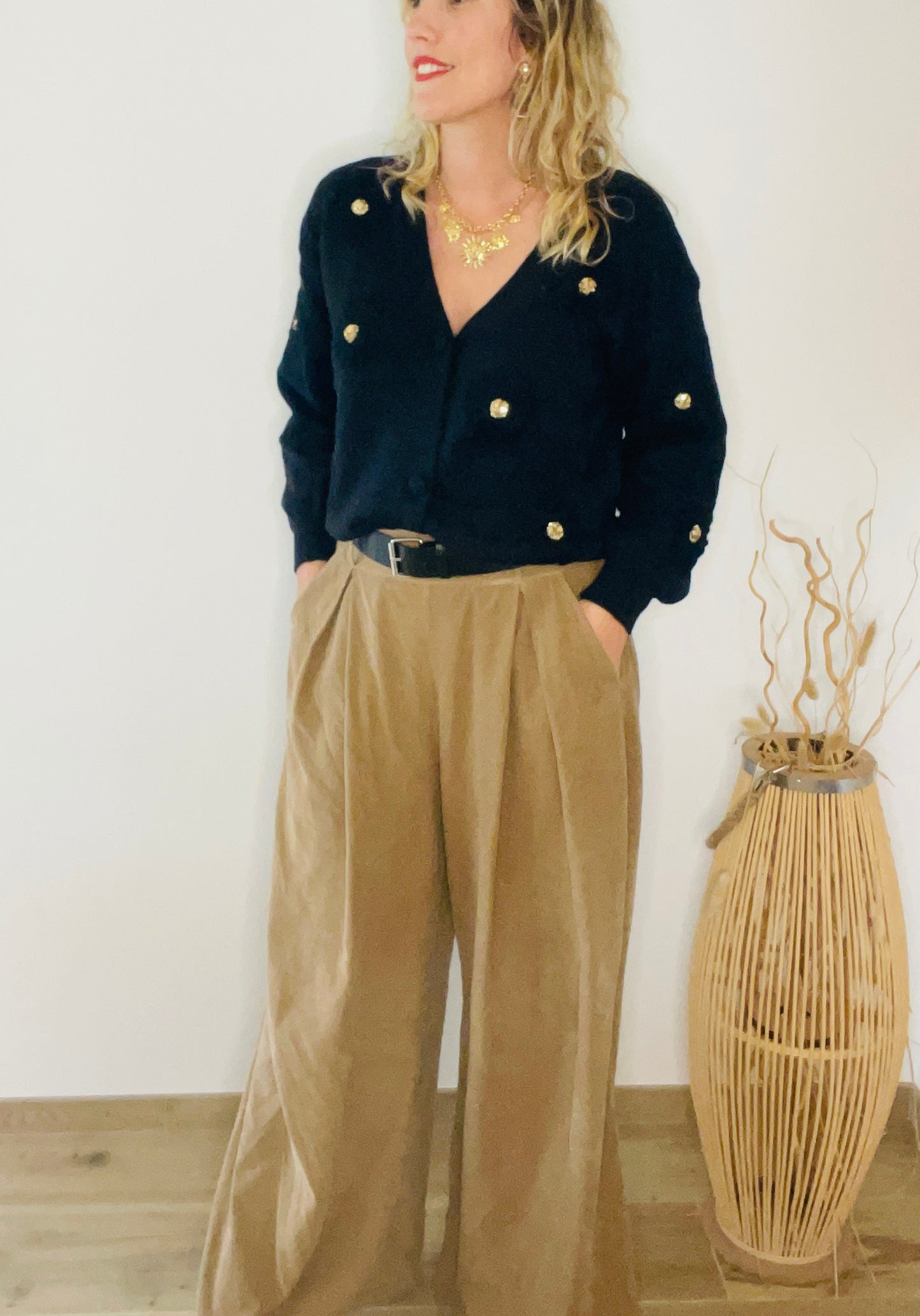 Cardigan fleurs ANGELE Noir