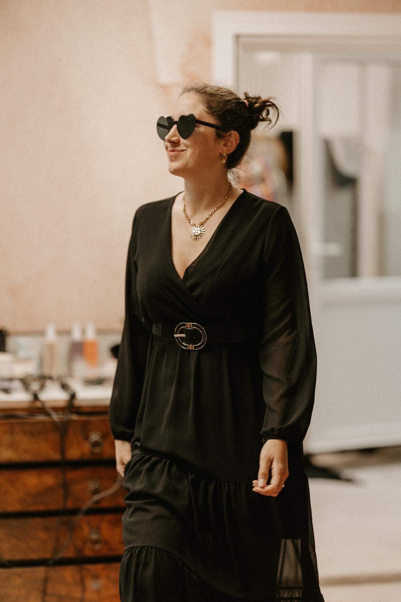 Robe longue noire et rouille MAYA