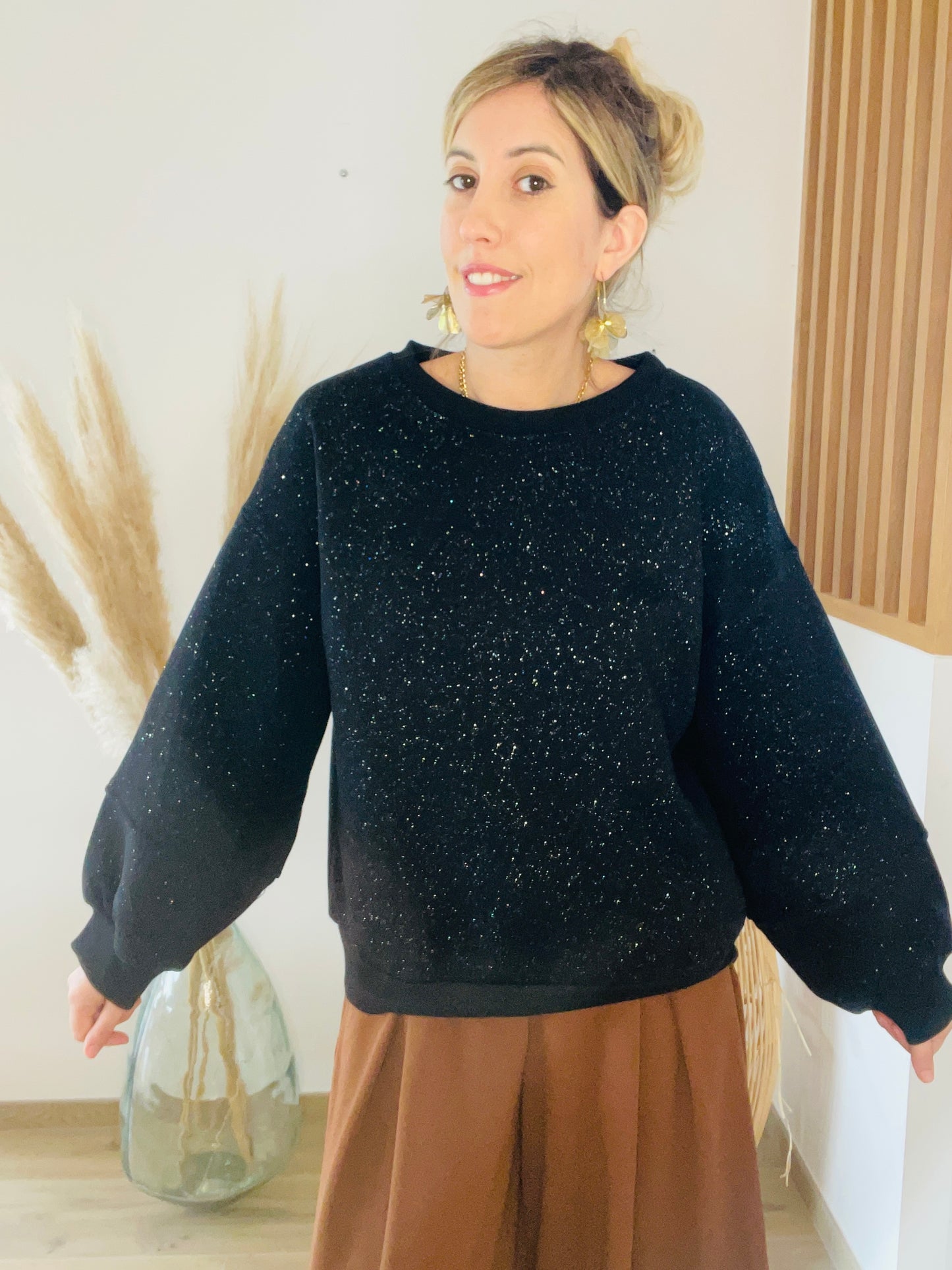 Sweat noir PAILLETTE