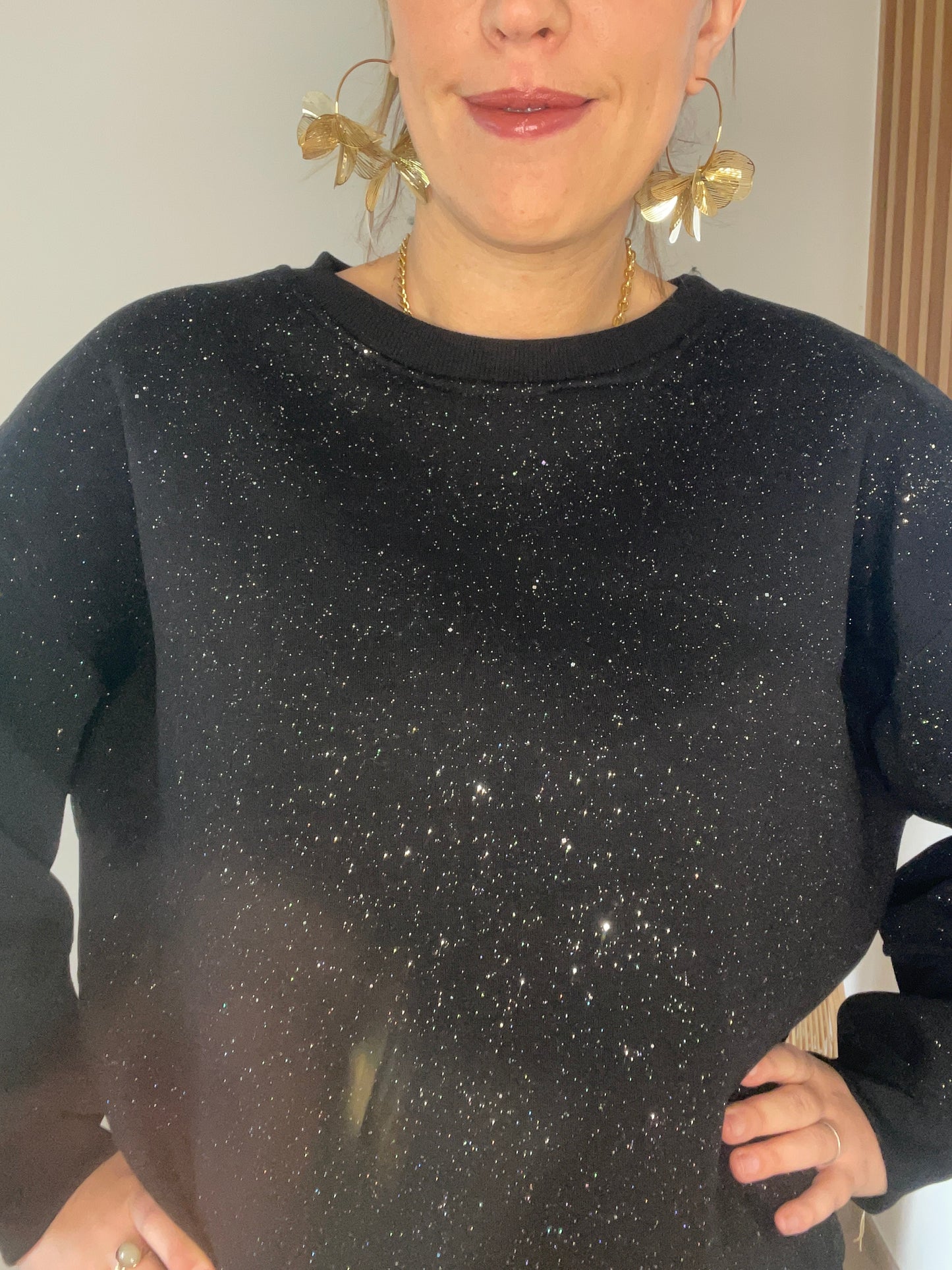 Sweat noir PAILLETTE