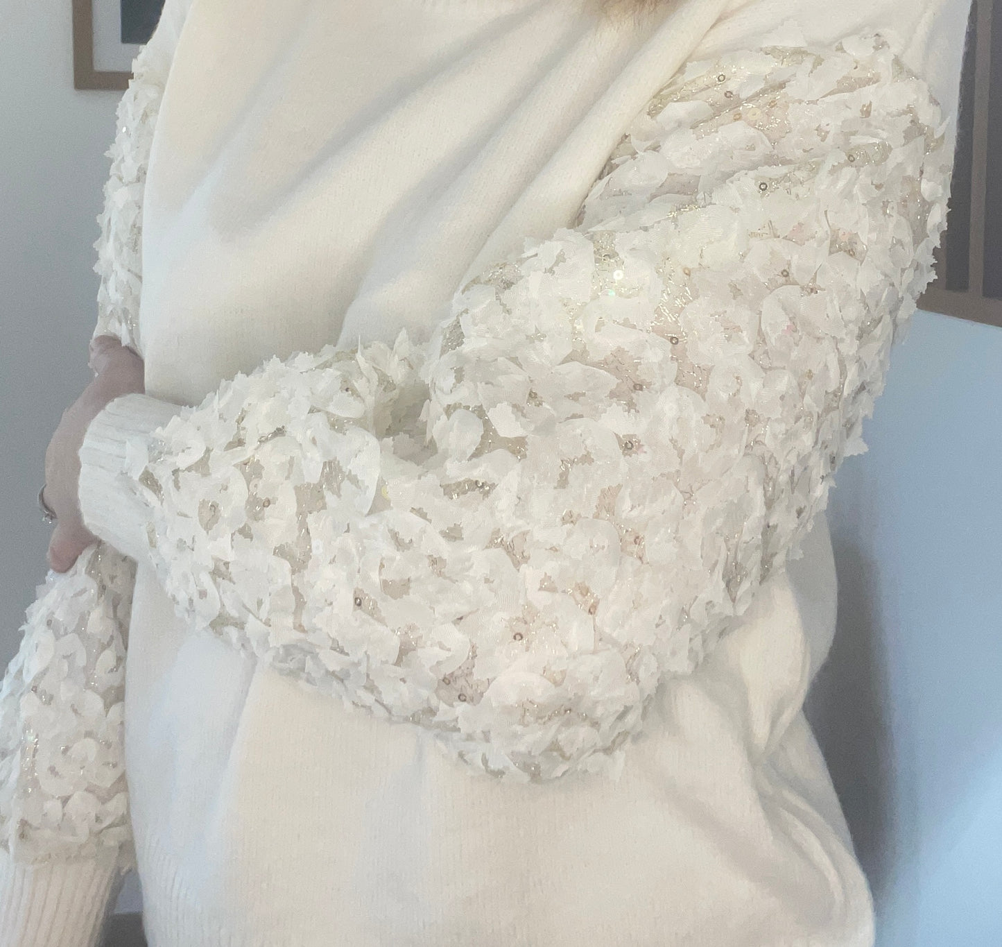 PULL MANCHES FLEURS