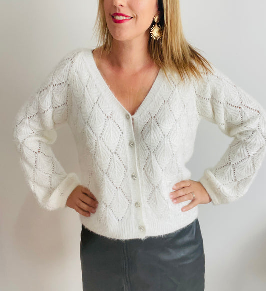 Cardigan Bijoux blanc