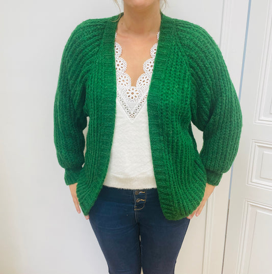 Cardigan maille vert/ bleu/ rouille/noir Romy