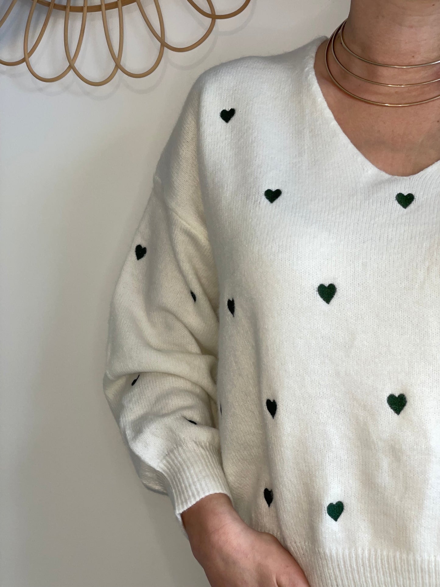 Pull coeur vert BRIGITTE