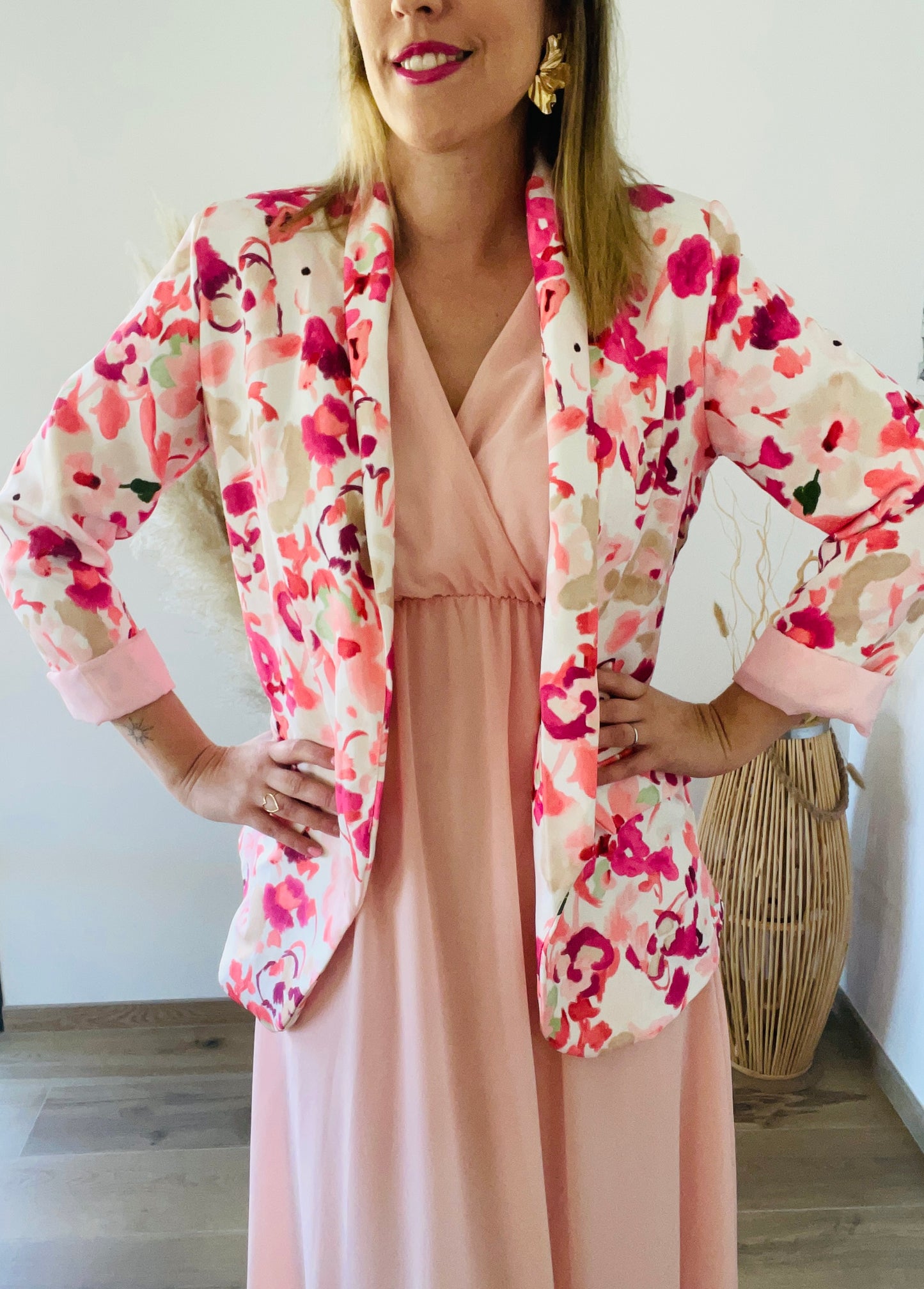 Blazer fleurs rose LILYA