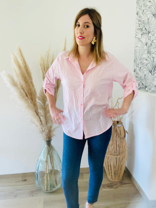 Chemisier à rayures rose NOE