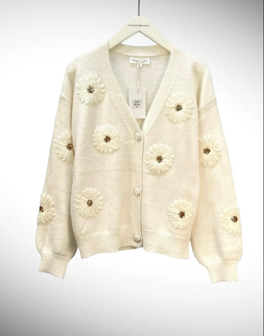 Cardigan Fleurs ANGELE Beige